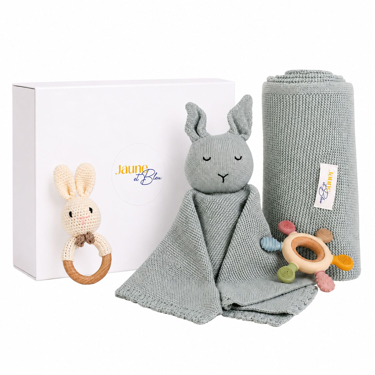 Pale Green Baby Blanket & Bunny Comforter Gift Set, 2, hi-res