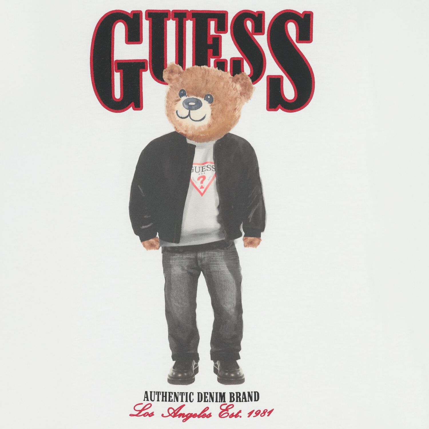 تي شيرت أولاد بشعار دب تيدي باللون الأبيض, 2, hi-res