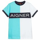 Boys Blue & White Logo T-Shirt, 1, hi-res