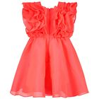 Girls Coral Ruffled Dress, 1, hi-res