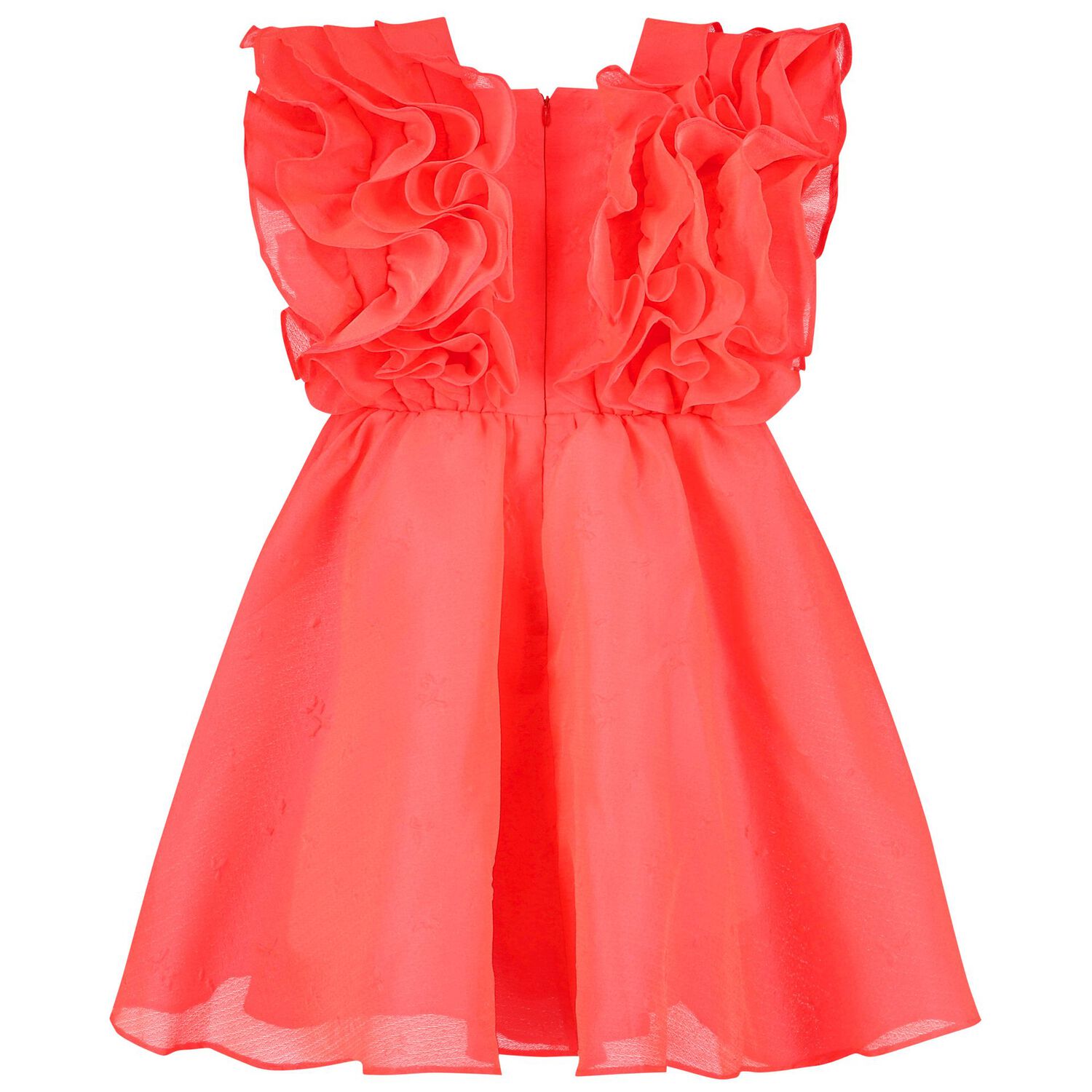 Girls Coral Ruffled Dress, 1, hi-res
