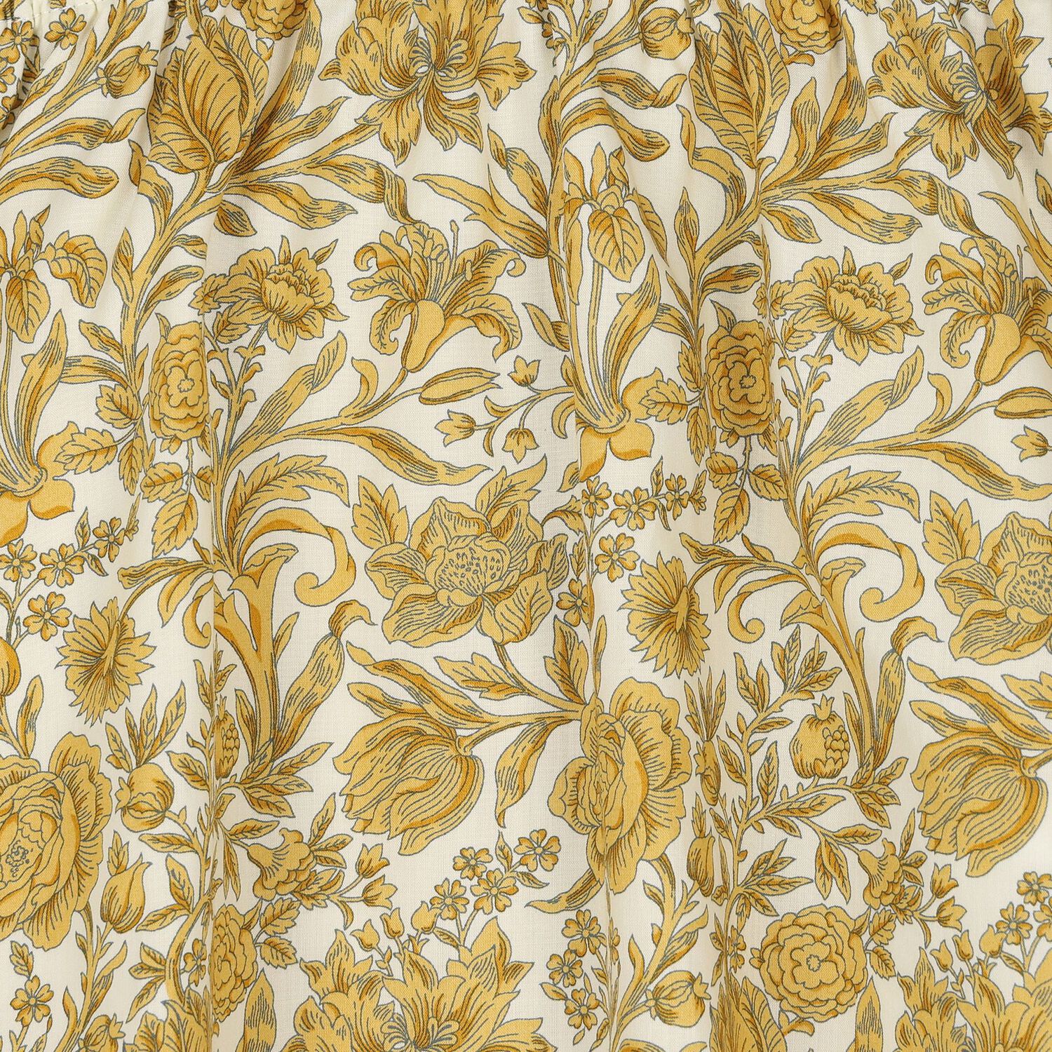 Younger Girls White & Gold Floral Dress, 1, hi-res