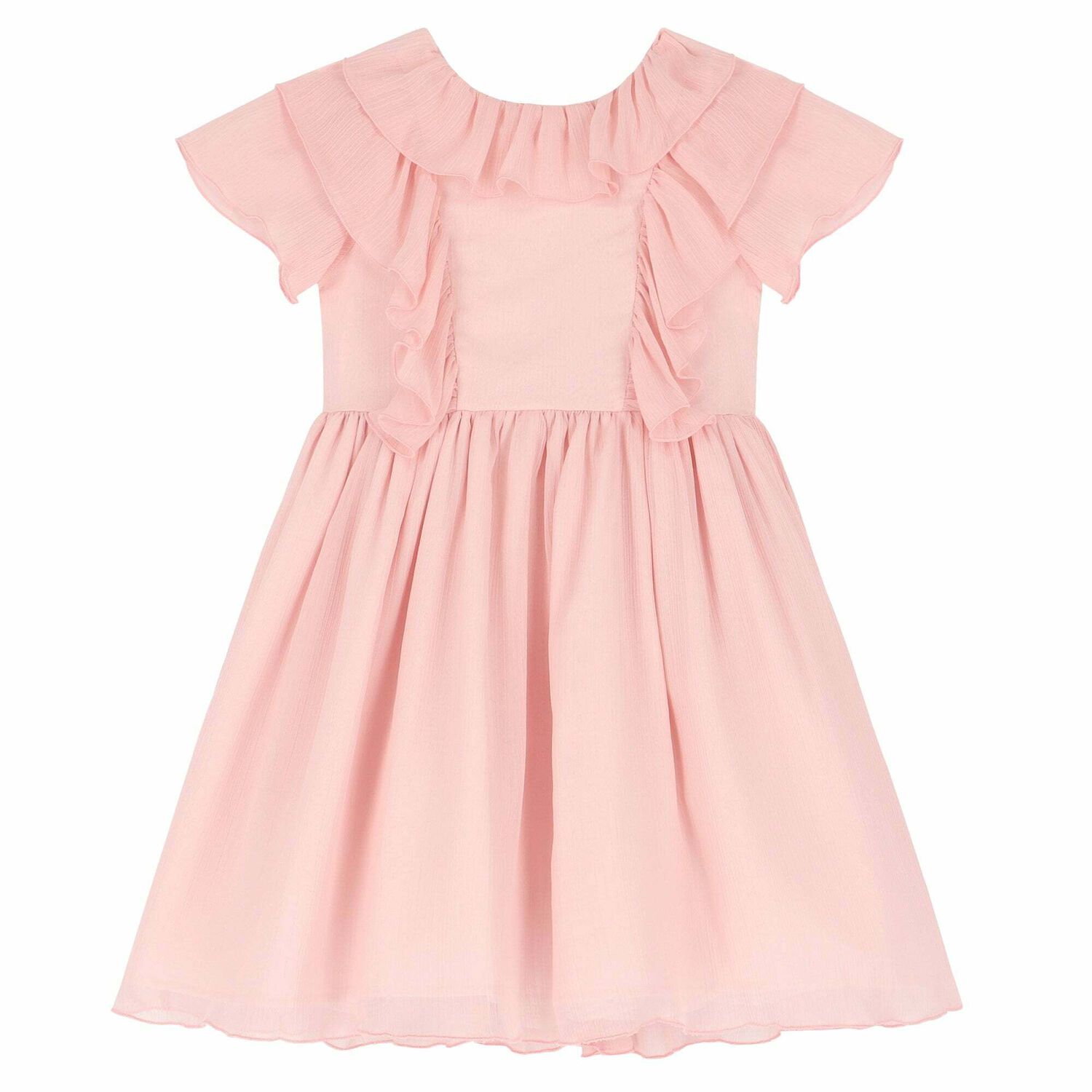Girls Pink Chiffon Dress, 1, hi-res
