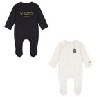 Black & Ivory Tiger Babygrows ( 2 Pack ) , 1, hi-res