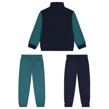 Boys Green & Navy Blue Tracksuit Set ( 3 Piece )