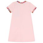 فستان بنات بالشعار باللون الوردي, 2, hi-res