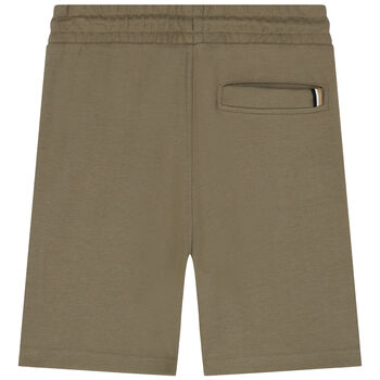 Boys Khaki Green Logo Shorts