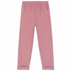 Girls Pink Cotton Joggers, 1, hi-res