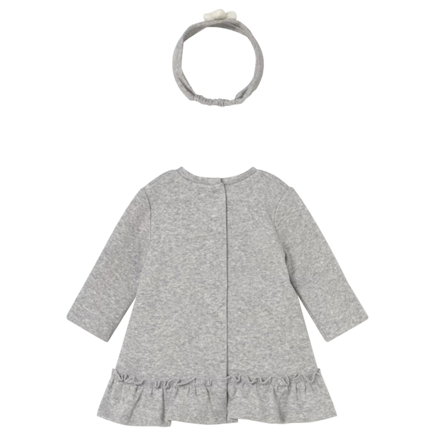 طقم فستان بنات بطبعة جراء باللون الرمادي, 1, hi-res
