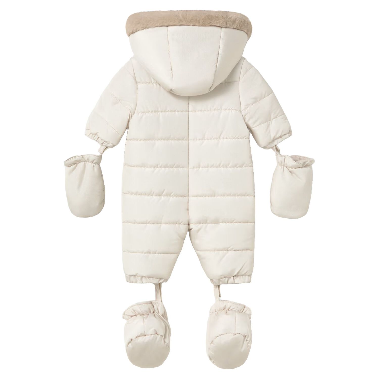 Ivory Teddy Bear Baby Snowsuit, 1, hi-res