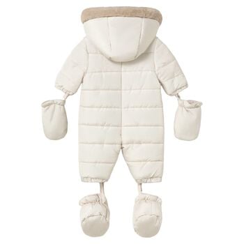 Ivory Teddy Bear Baby Snowsuit