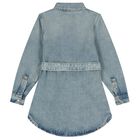 Girls Blue Logo Denim Dress, 1, hi-res
