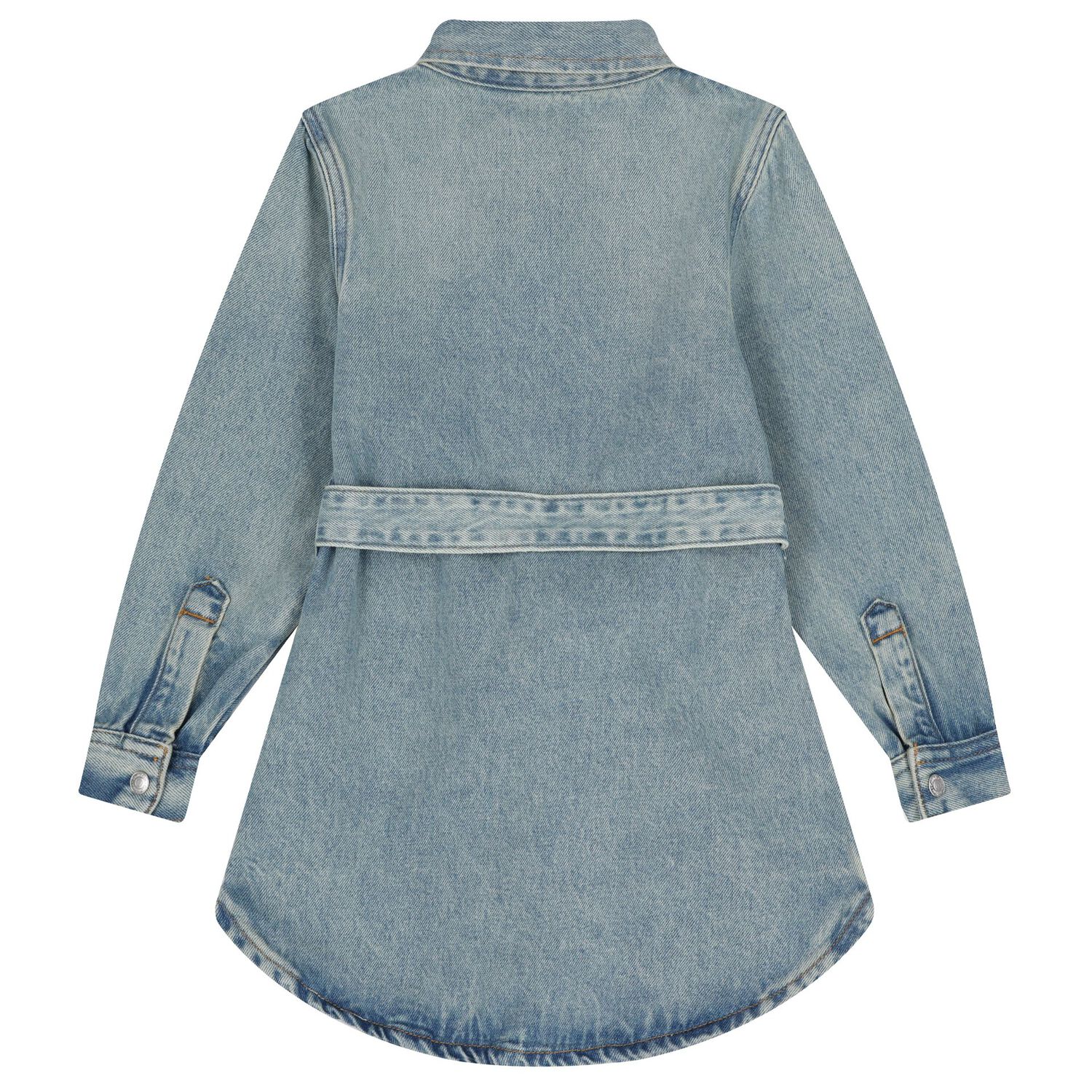 Girls Blue Logo Denim Dress, 1, hi-res