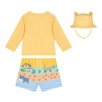 طقم شورت سباحه للأولاد الرضع  باللون الاصفر 