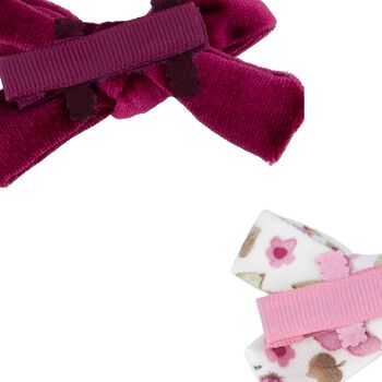 Girls Burgundy & Ivory Bow Hairclips ( 2 Pack )