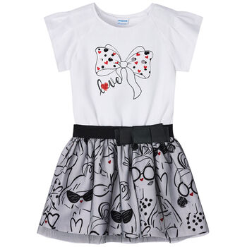  Girls White & Black Tulle Skirt Set