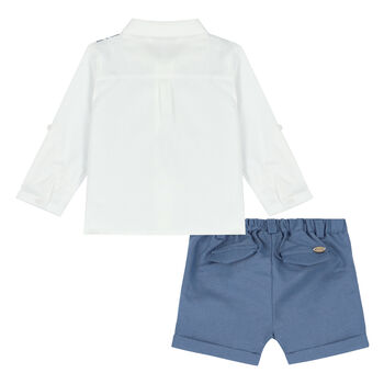 Baby Boys White & Blue Shorts Set