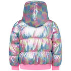 Girls Rainbow Glitter Puffer Jacket, 1, hi-res