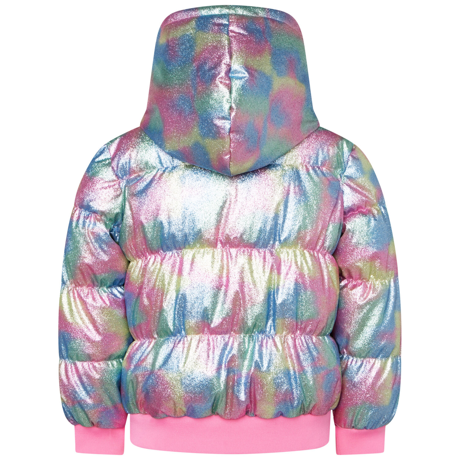Girls Rainbow Glitter Puffer Jacket, 1, hi-res