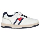 Boys White Logo Trainers, 1, hi-res