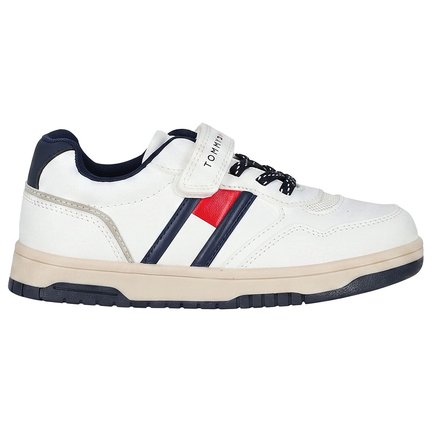 Boys White Logo Trainers, 1, hi-res