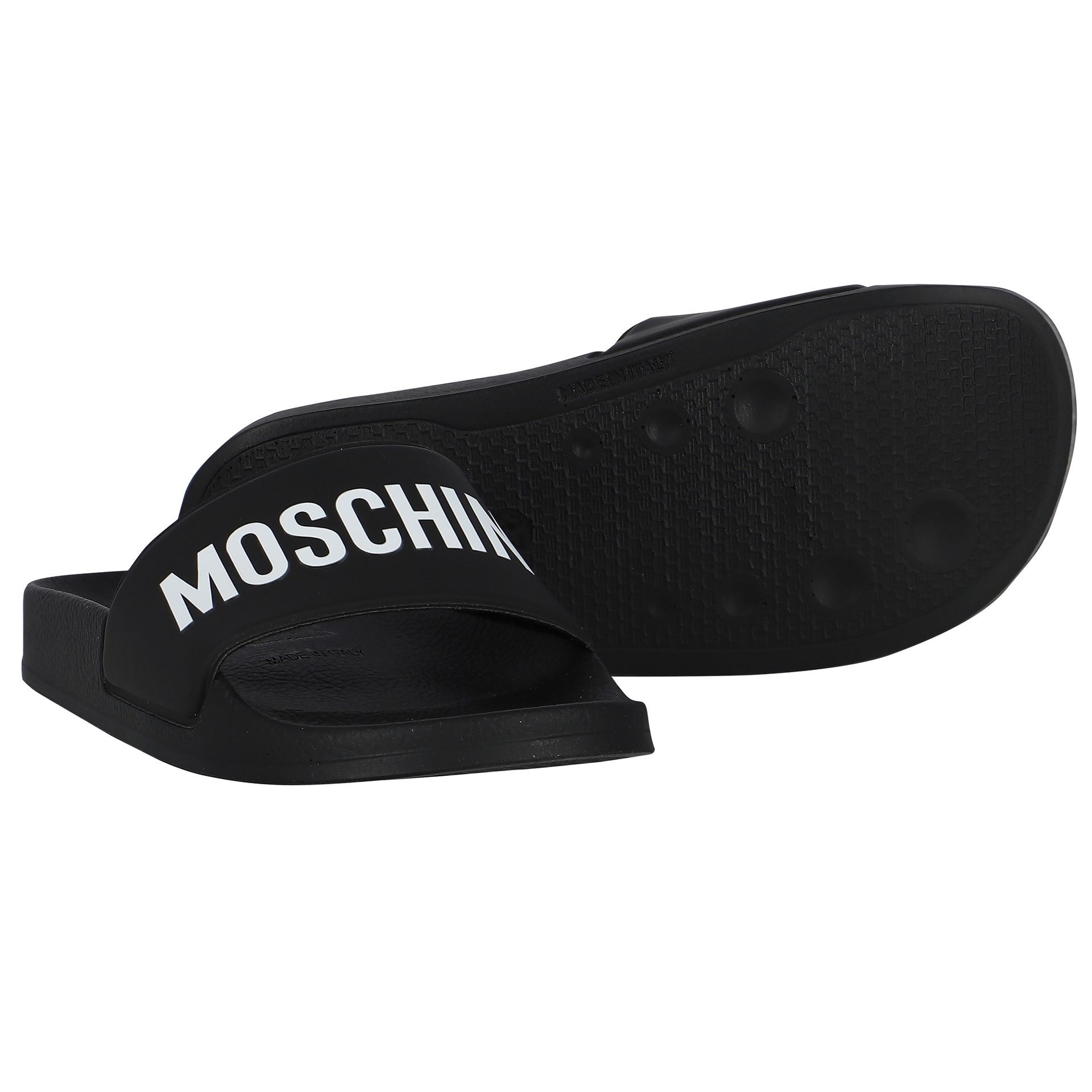 Moschino Black Logo Sliders Junior Couture UAE