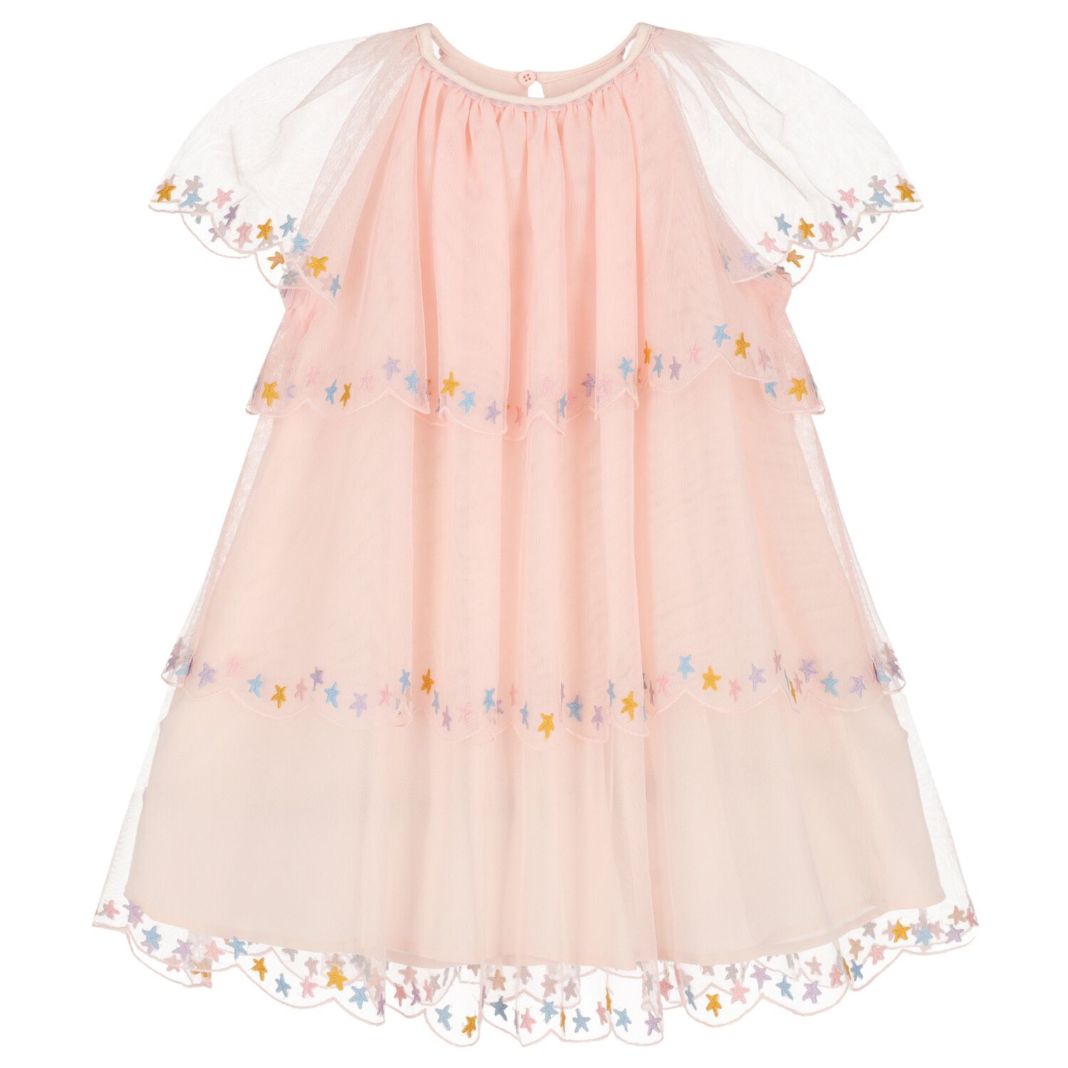 Girls Pink Star & Layered Tulle Dress, 1, hi-res