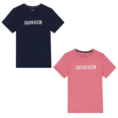 Girls Pink & Navy Logo T-Shirts ( 2-Pack )