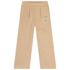 Girls Mini Me Beige Logo Trousers, 1, hi-res