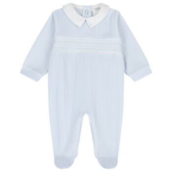 Baby Boys Blue Smocked Babygrow