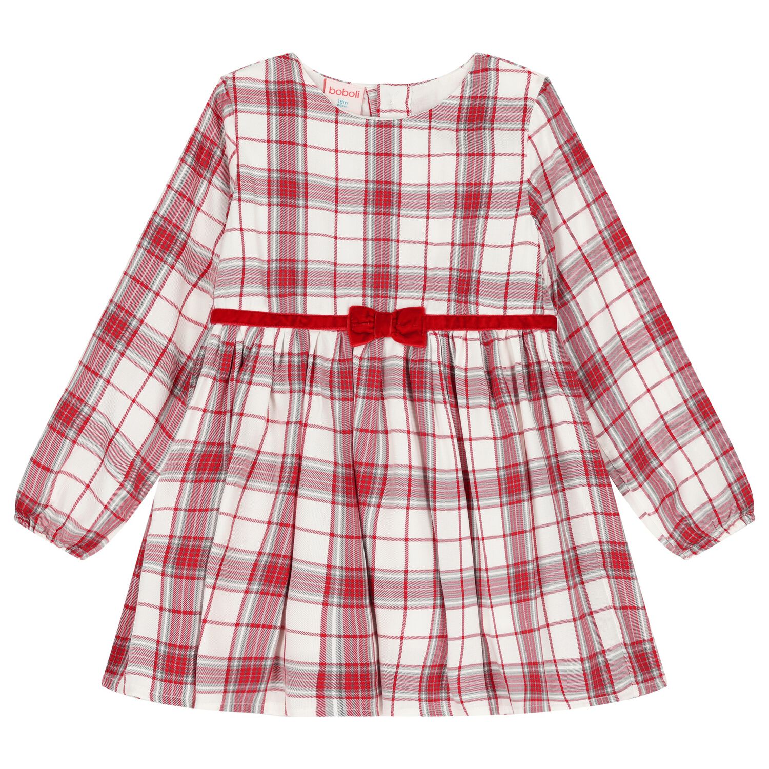 Girls White & Red Tartan Dress, 1, hi-res image number null
