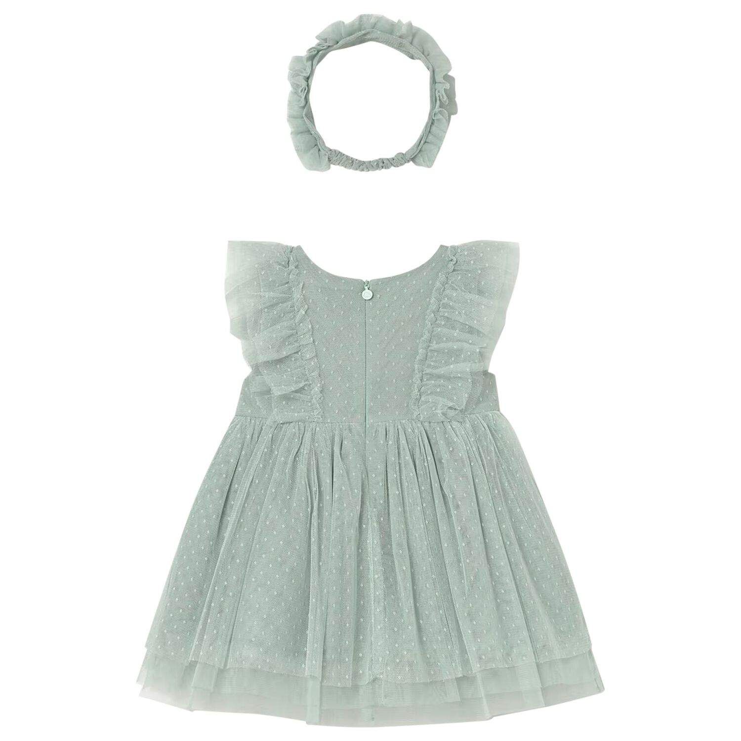 Younger Girls Green Tulle Dress Set, 1, hi-res