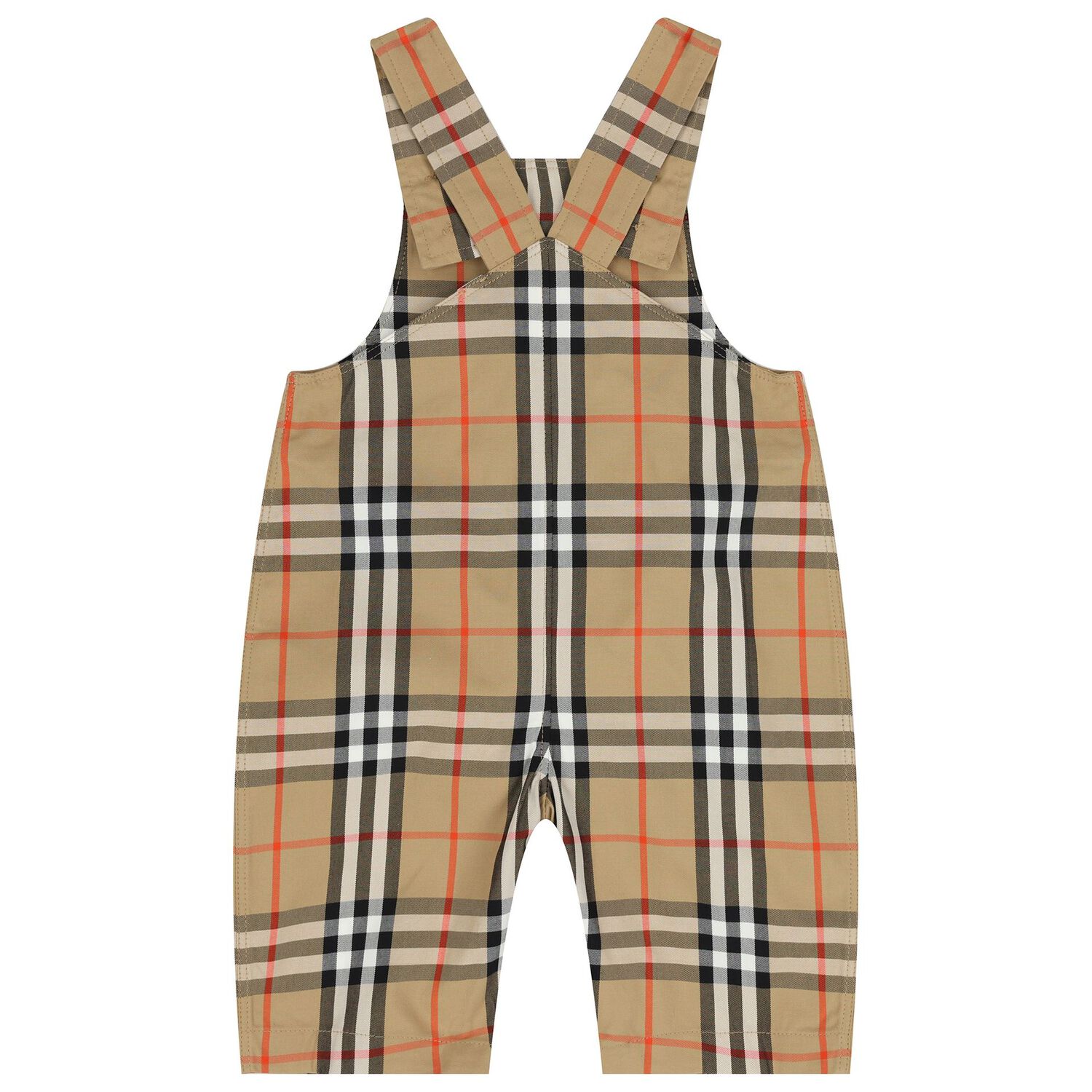 Baby Boys White & Beige Check Dungaree Set, 1, hi-res