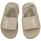 Boys Beige & Black Logo Sandals, 1, hi-res