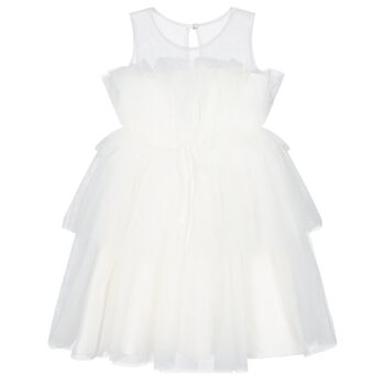 Girls Ivory Ruffle Tulle Dress
