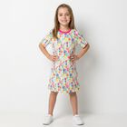 Girls White & Pink Logo T-Shirt Dress, 1, hi-res