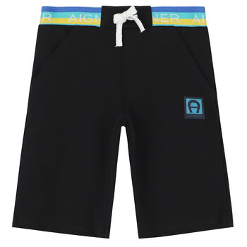 Boys Black Logo Shorts