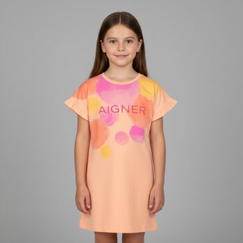 Girls Orange Logo Dress, 3 Girls Orange Logo Dress