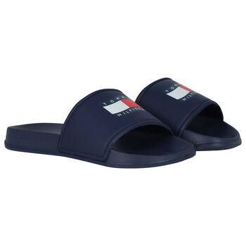 Boys Navy Blue Logo Sliders
