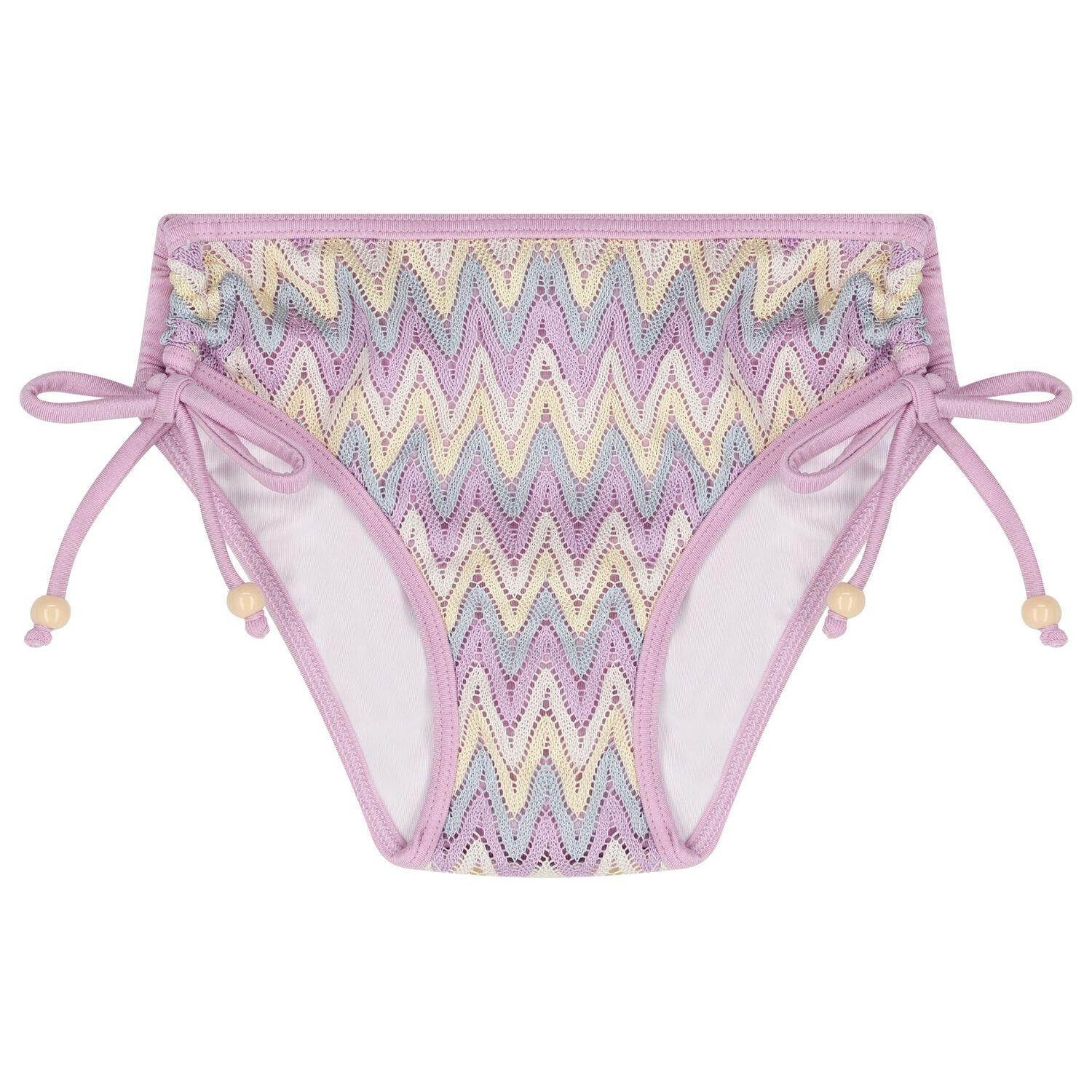 بكينى بنات كروشيه بشكل متعرج باللون العاجى والبنفسجى, 1, hi-res