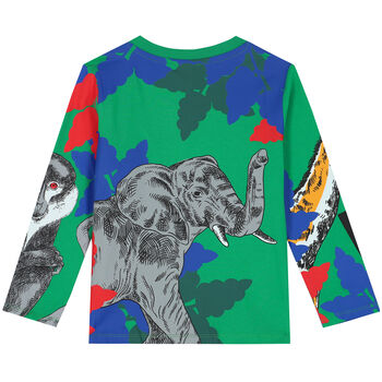 Boys Green Logo Long Sleeve Top