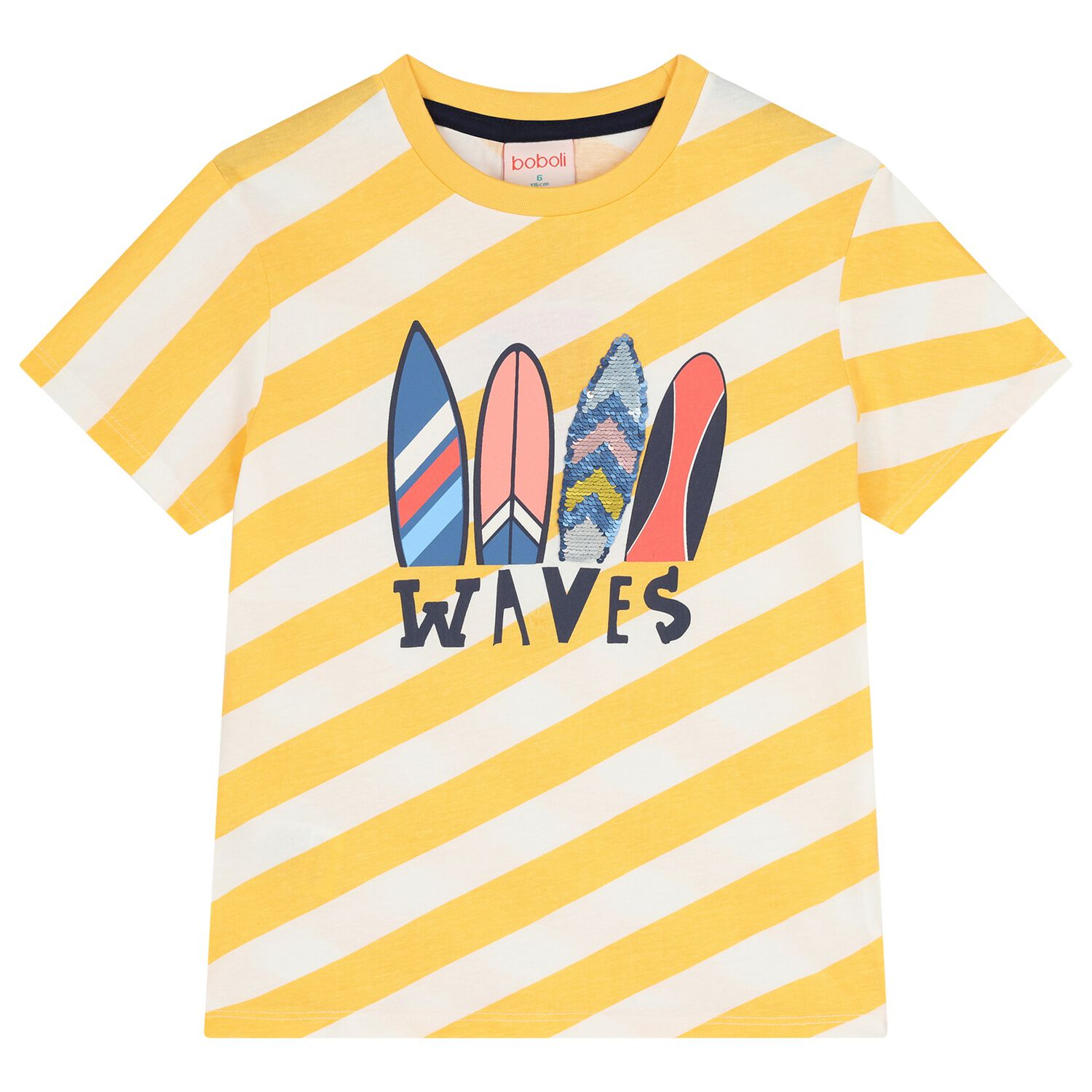 Boys White & Yellow Striped T-Shirt, 1, hi-res