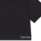 تي شيرت بناتي أسود بشعار, 1, hi-res