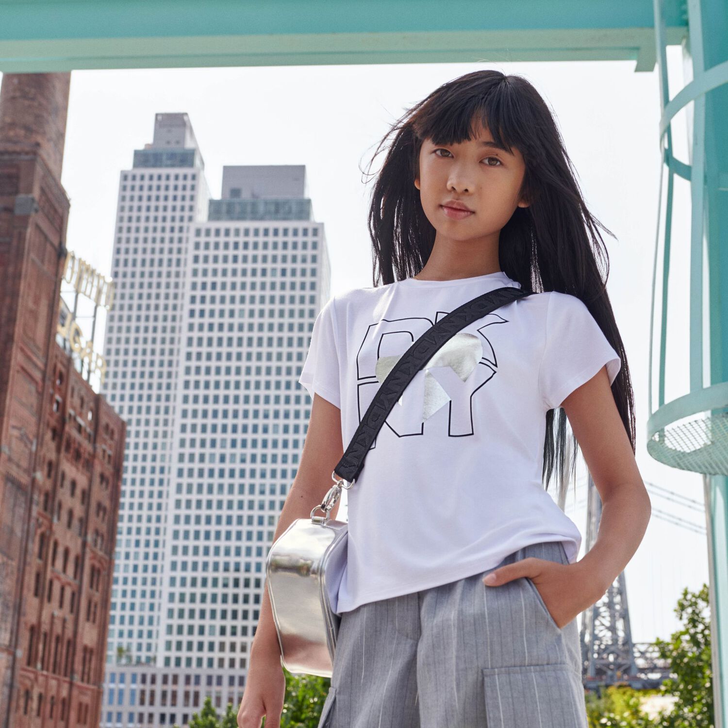 Girls White Logo Heart T-Shirt, 1, hi-res image number null