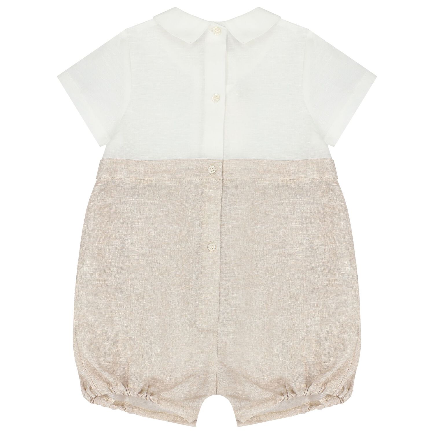 Baby Boys White & Beige Romper, 2, hi-res