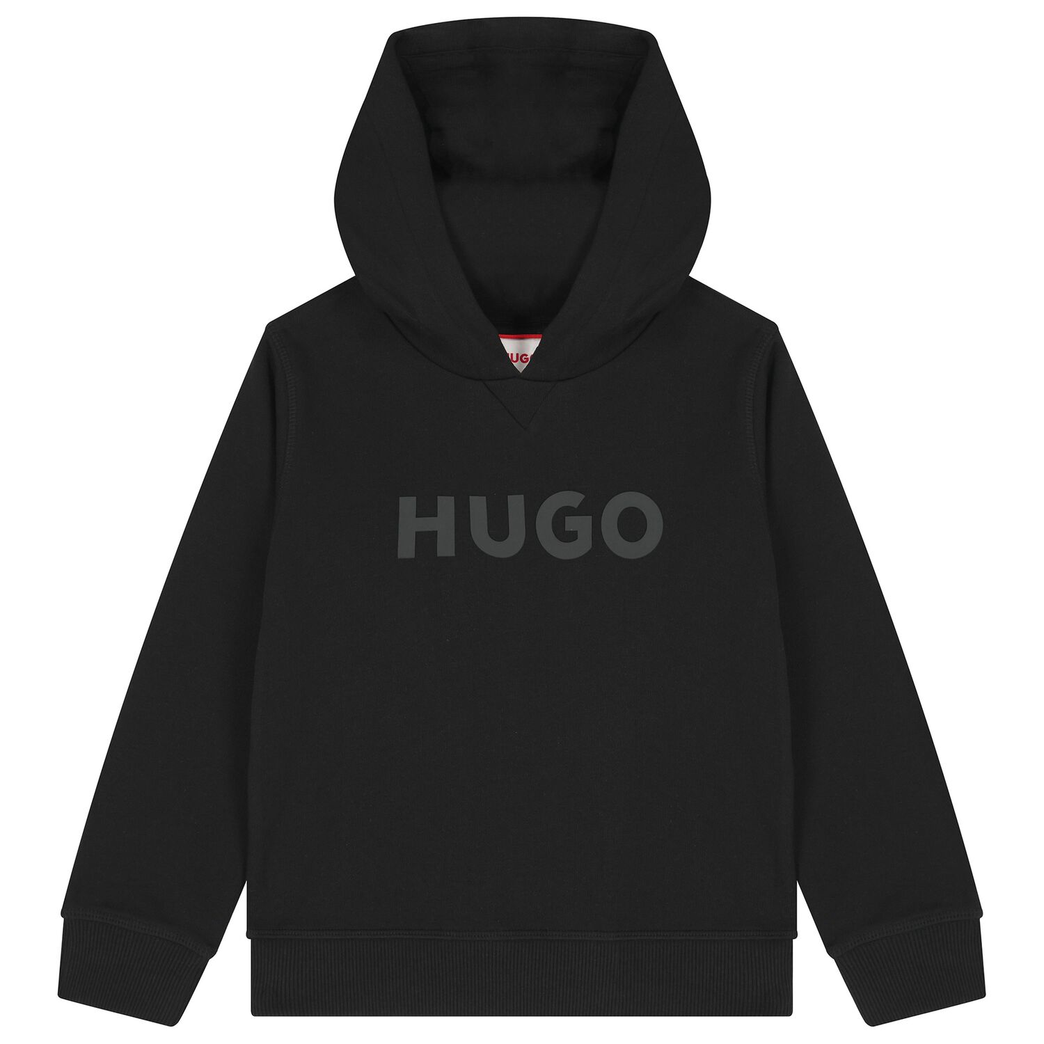 Boys Black Logo Hooded Top, 1, hi-res