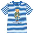 Boys Blue Striped Polo Bear T-Shirt, 1, hi-res