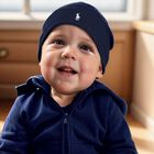 Baby Boys Navy Logo Hat, 2, hi-res