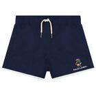 Boys Navy Blue Polo Bear Swim Shorts, 1, hi-res