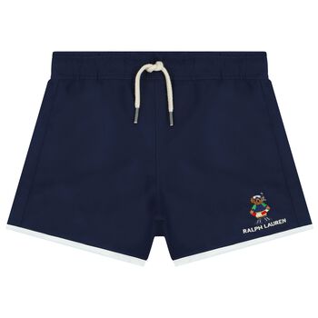 Boys Navy Blue Polo Bear Swim Shorts